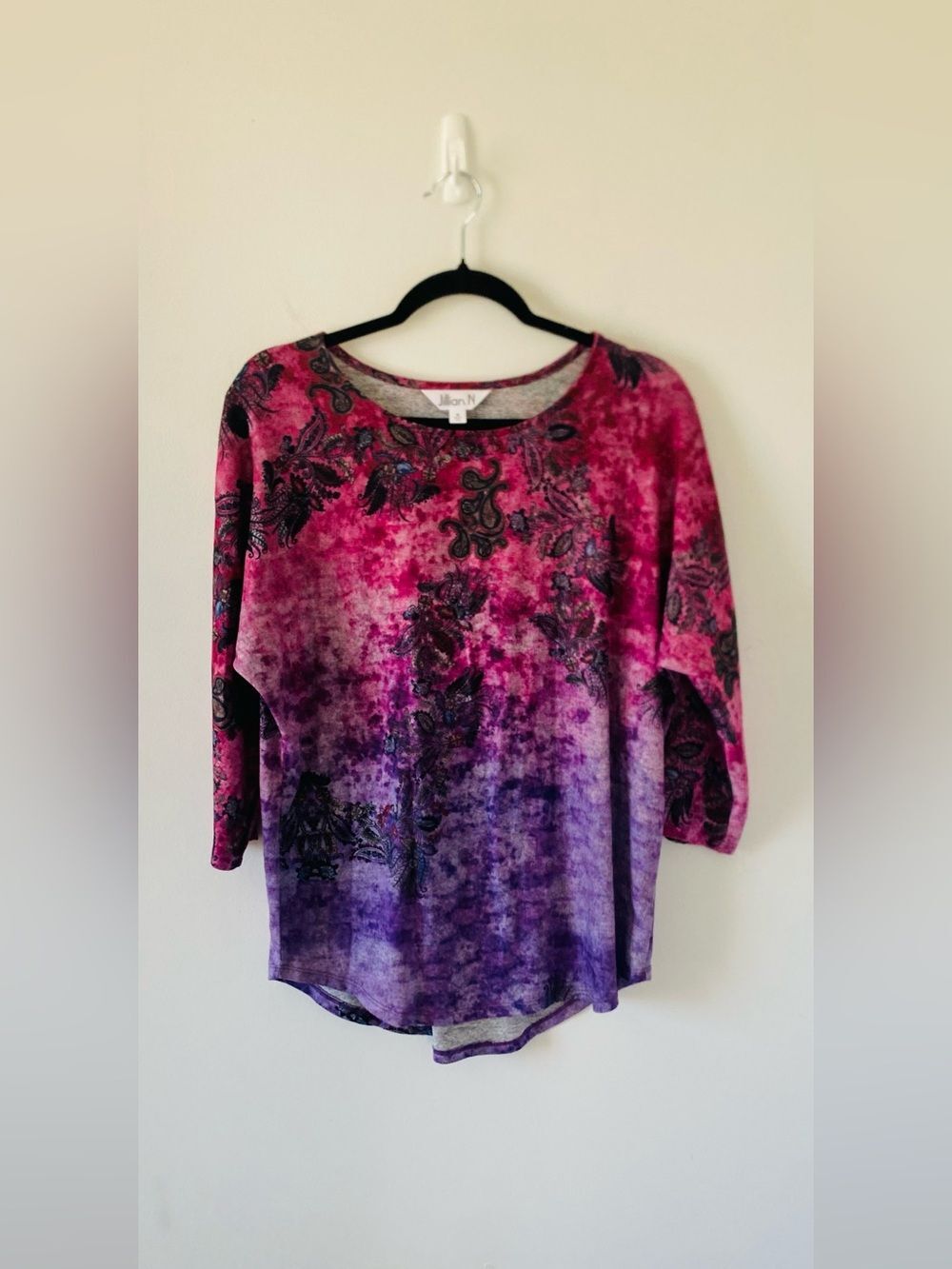 Y2K Acid Washed Floral Burnout Top Size M Whimsigoth Fairy Grunge Celestial Boho